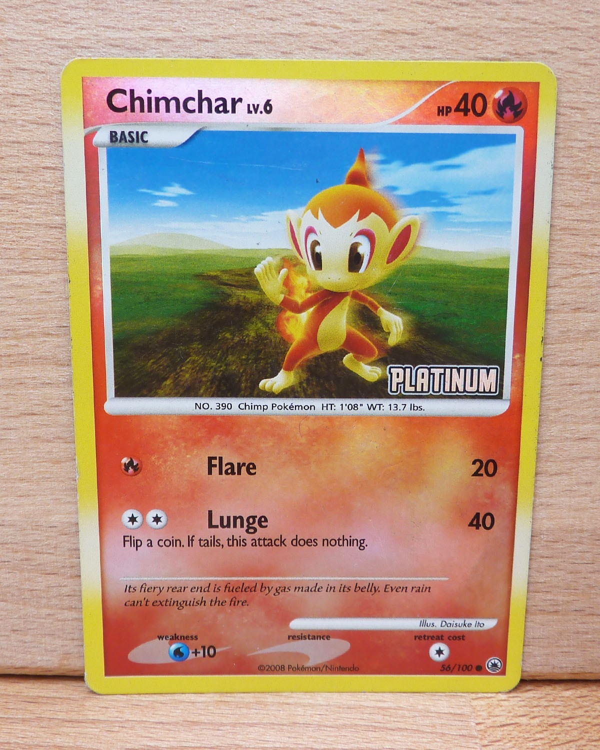 Pokemon Chimchar 56/100 Reverse Holo Majestic Dawn Platinum Stamped BK Promo MP
