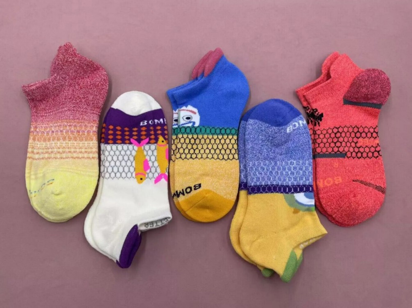 BOMBAS 5 Pairs Women\'s honeycomb Ankle Socks Cushion 5 Color Mix Size Med 8-10.5