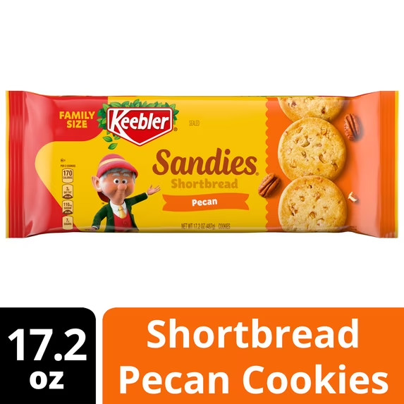 Keebler Sandies Pecan Cookies, Shortbread Cookies with Crunchy Pecans, 17.2 oz