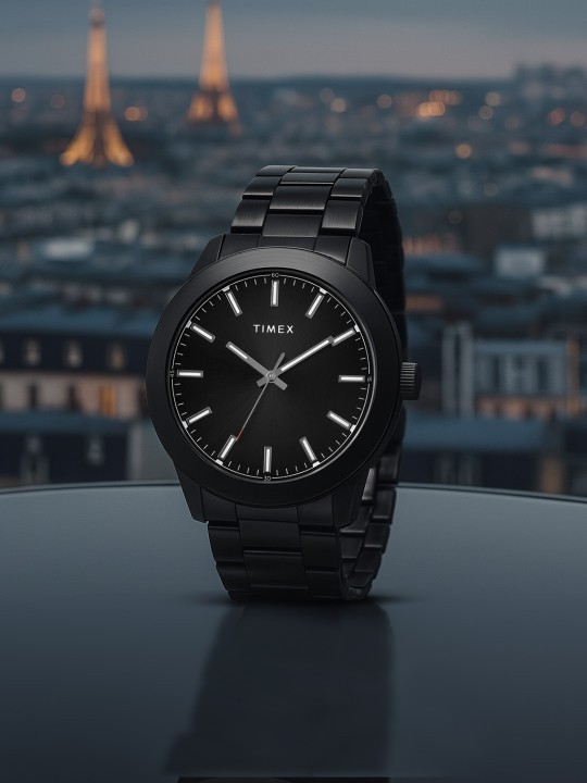 Timex Mens Watch All Black Stainless Steel Bracelet Dial 30M Water Resistance