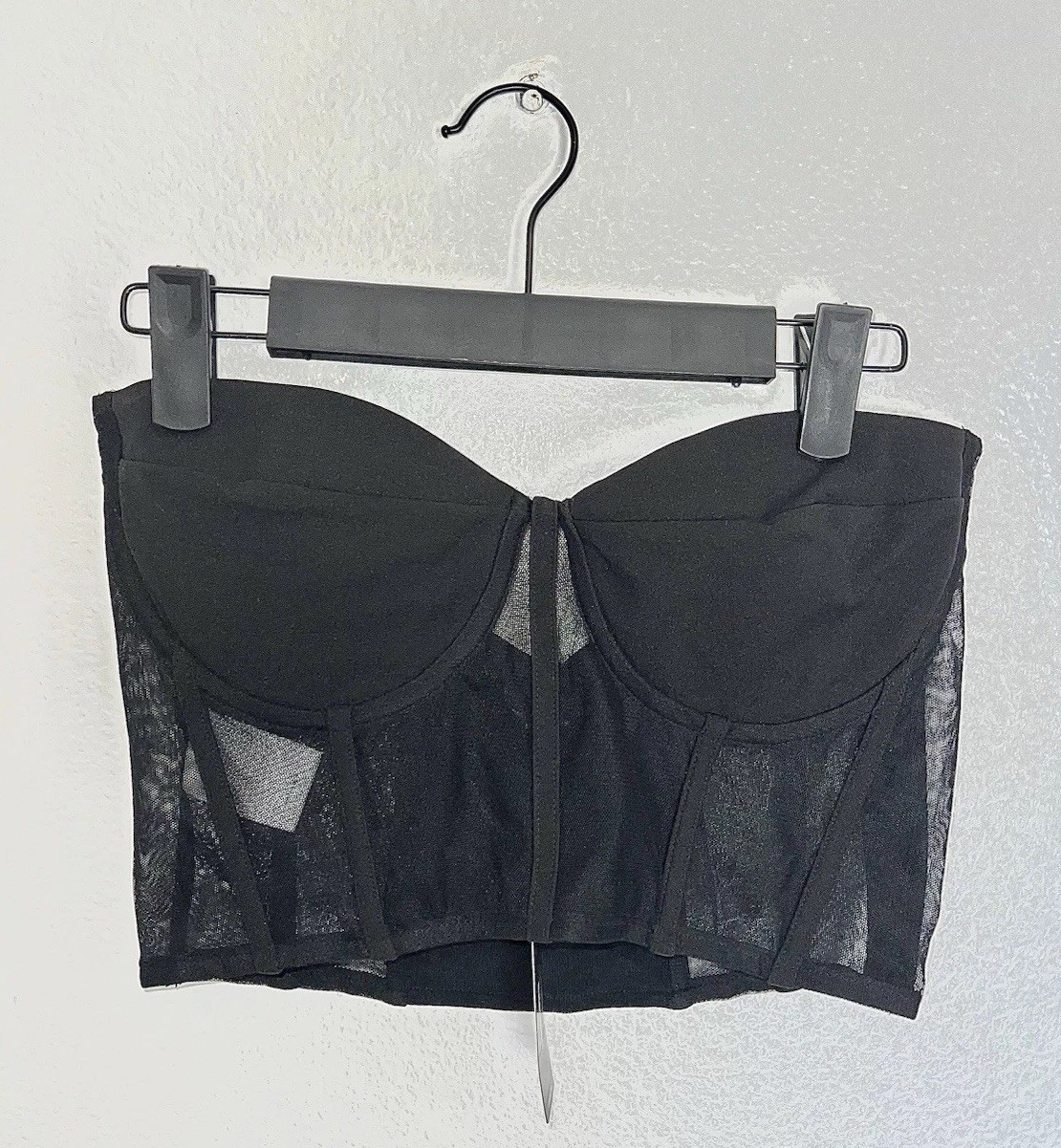 NWT Express Black Sheer Bustier Bandeau Crop Top Size Small New NWT Express Black Sheer Bustier Bandeau Crop Top Size Small New