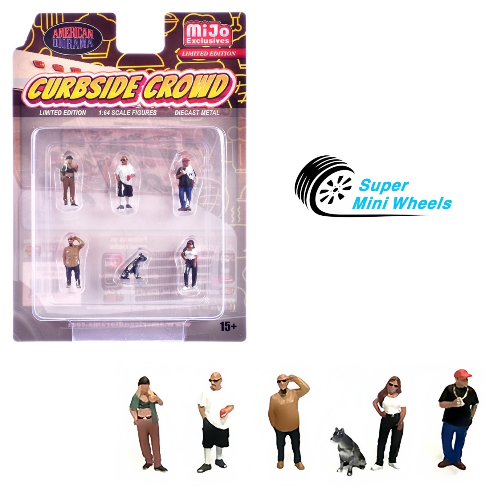 American Diorama 1:64 Curbside Crowd Figures - 6 pcs Set - Metal