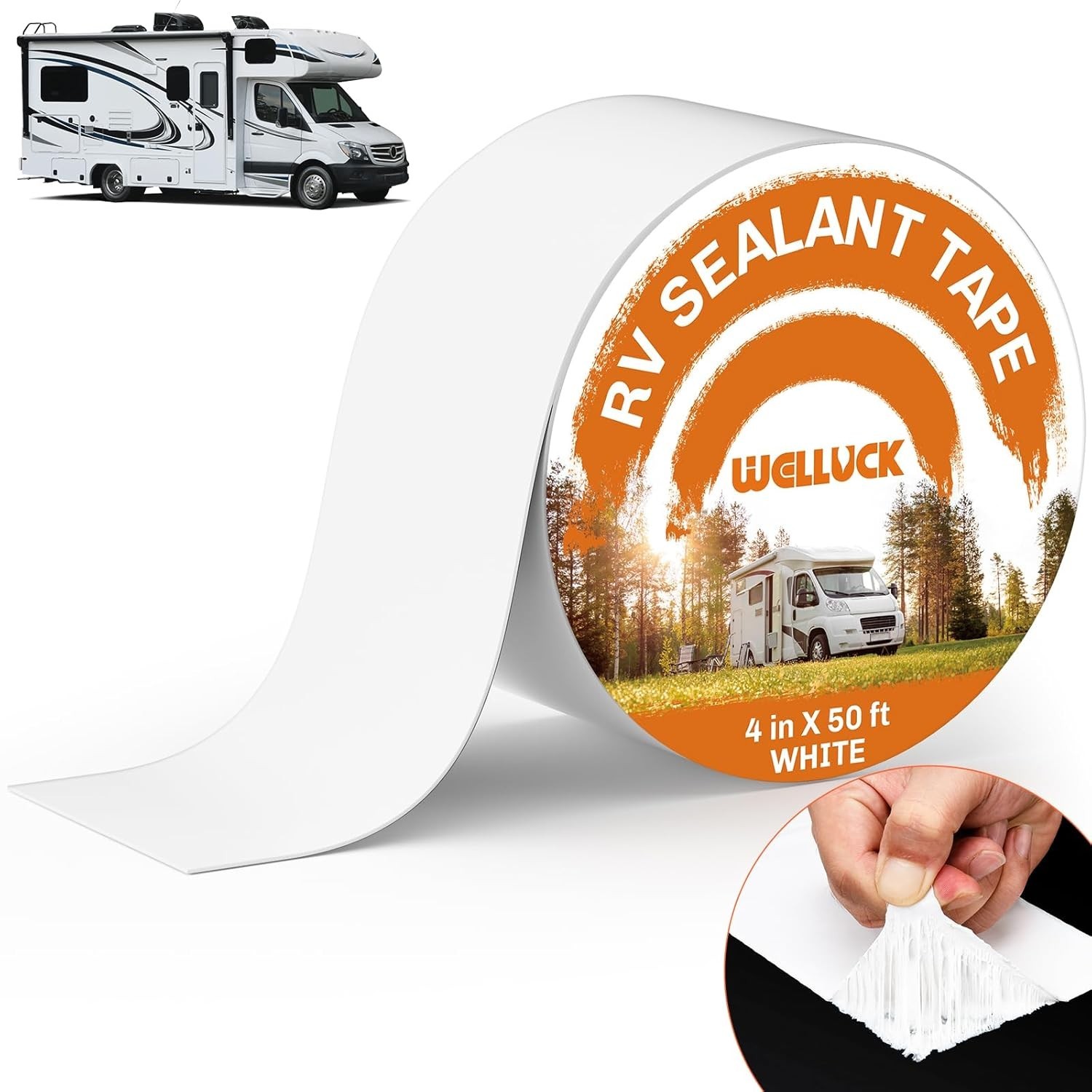 WELLUCK RV Roof Tape Sealant Roofing Tape, 4 Inch X 50 Foot Natural White WELLUCK RV Roof Tape Sealant Roofing Tape, 4 Inch X 50 Foot Natural White