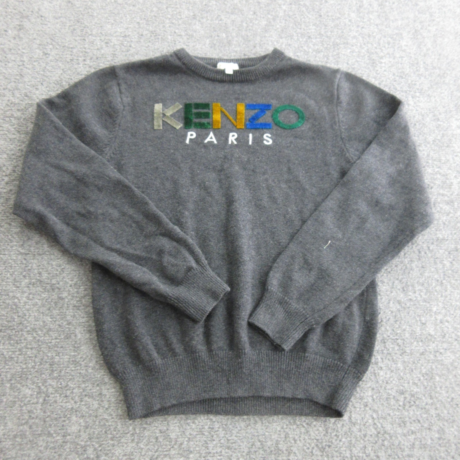 Kenzo Kids Sweater Kids 12 Gray Graphic Logo Crewneck Knit Pullover Kenzo Paris