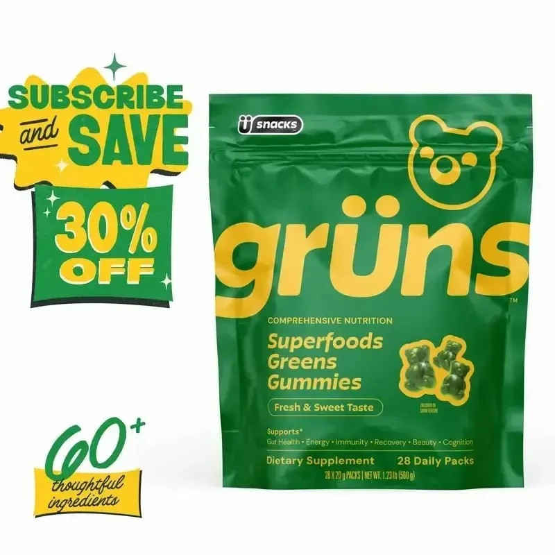 Gruns Super Greens Gummies Superfood Supplement