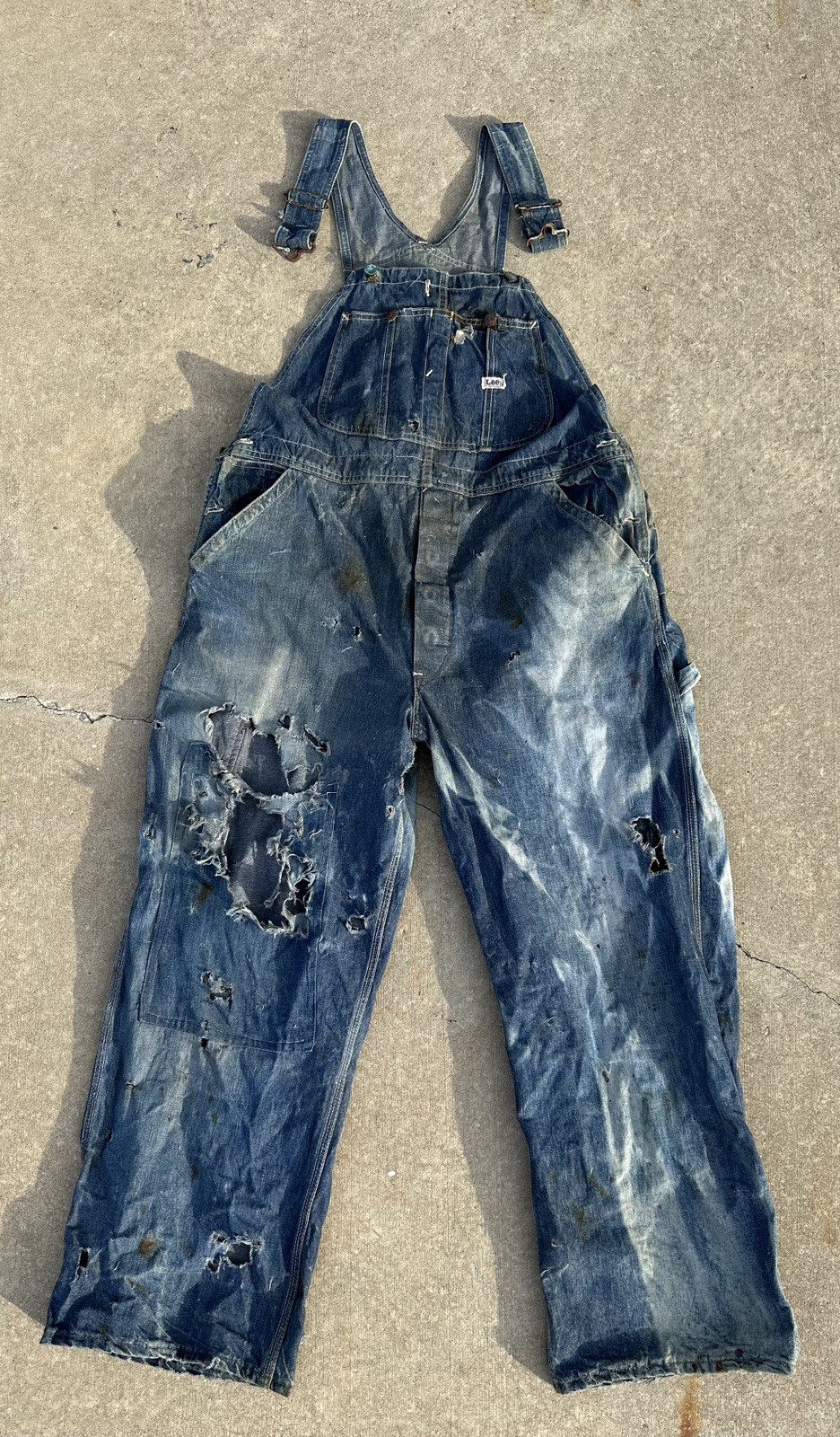 True Vintage 50s/60s Lee Jelt Denim Sanforized Indigo Paint Splatter Overalls