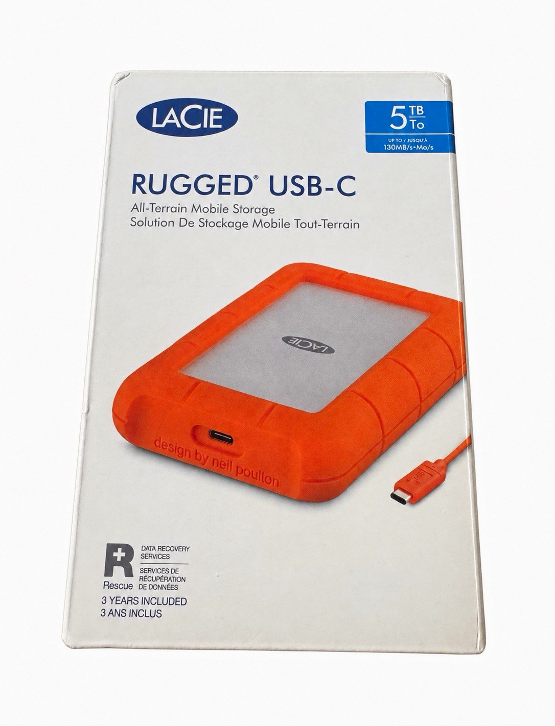 LaCie Rugged USB-C 5TB Portable External Hard Drive HDD PC Mac 130MB/s LaCie Rugged USB-C 5TB Portable External Hard Drive HDD PC Mac 130MB/s