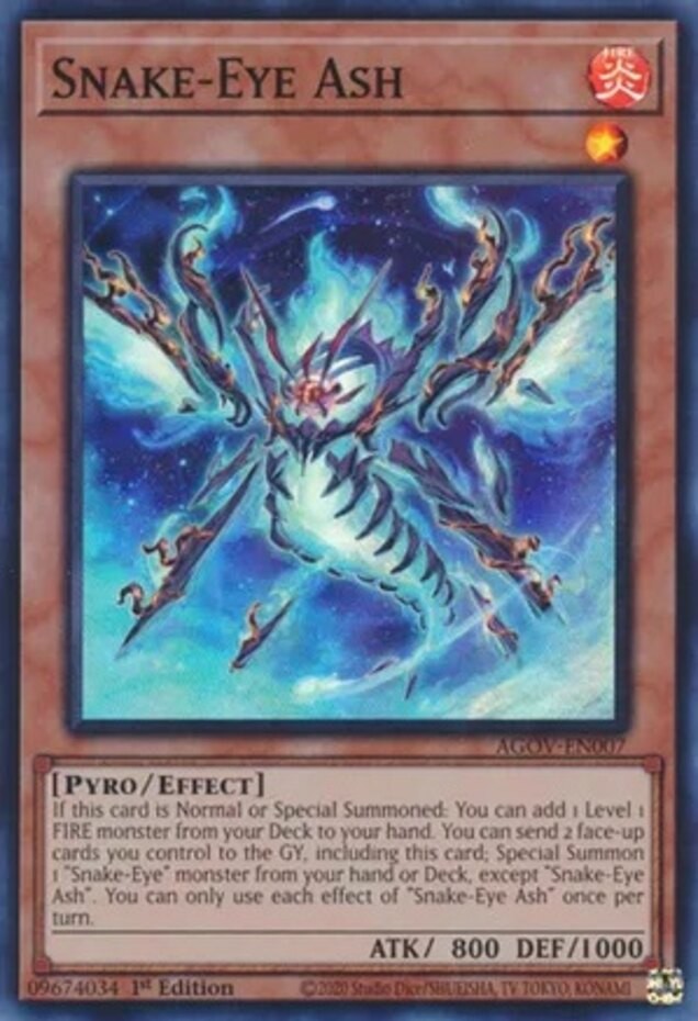 Snake-Eye Ash - AGOV-EN007 - Super Rare - 1st Edition Near Mint, English Yugioh
