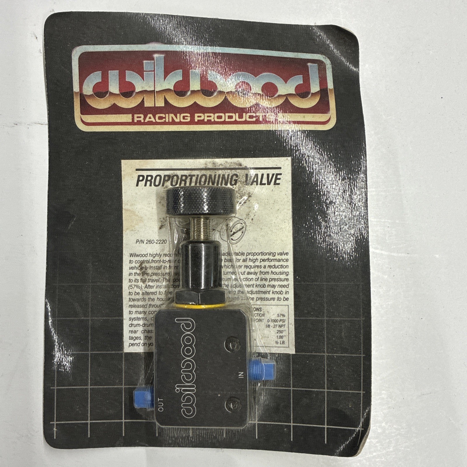 Wilwood Engineering Racing Vintage Knob Style Brake Proportioning Valve 260-2220 Wilwood Engineering Racing Vintage Knob Style Brake Proportioning Valve 260-2220