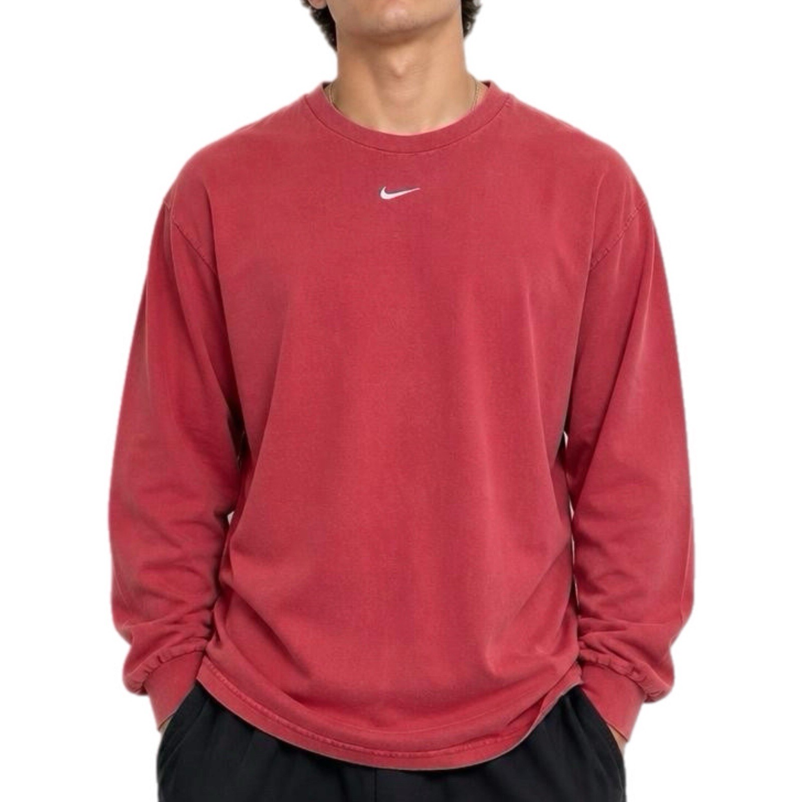 Vintage Nike Center Swoosh Long Sleeve Tshirt Mens 90s Grey Tag Made in USA - M