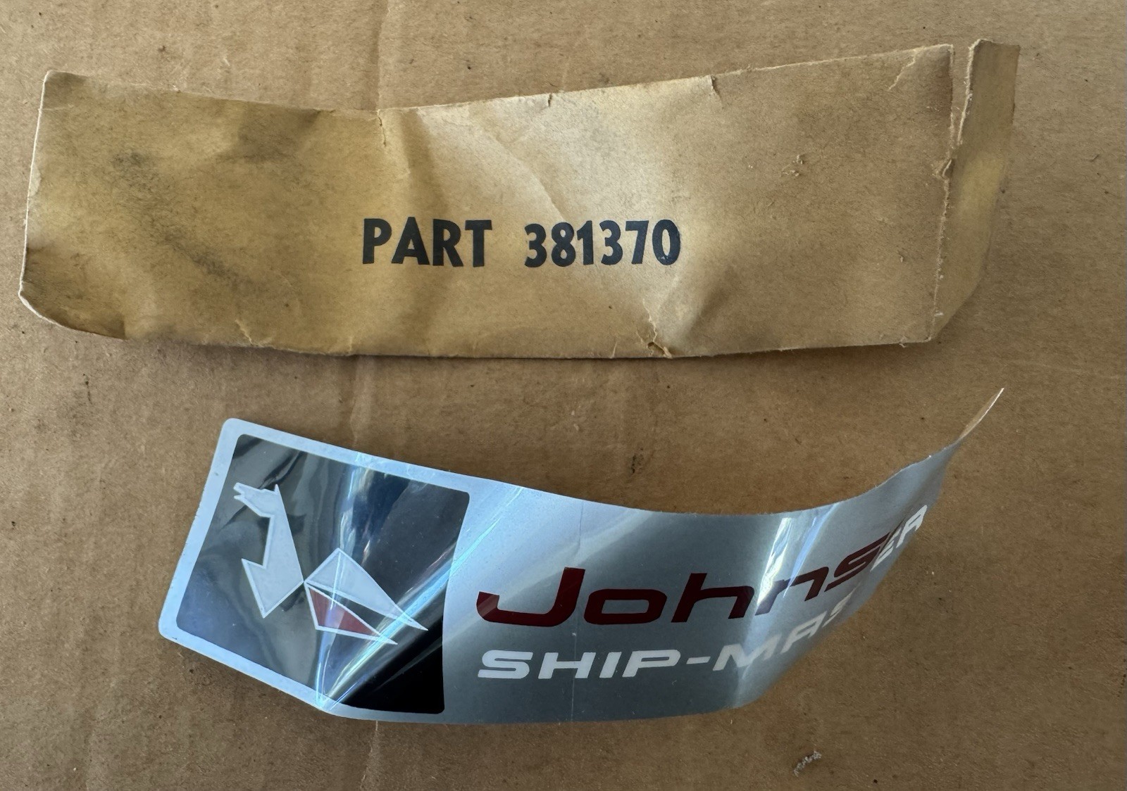 OEM Johnson Ship-Master Control Box Decal 381370 NOS Vintage OMC Side Mount