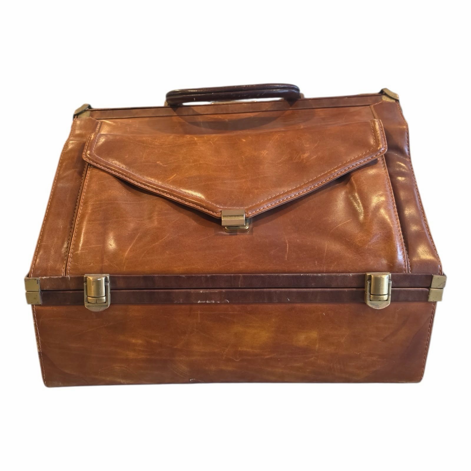 Vintage Helen Arpels Leather Travel Bag/case Made In Italy