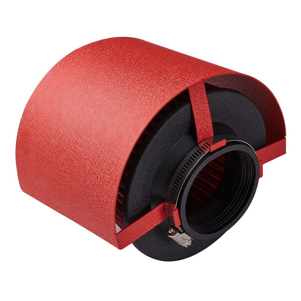 Stainless Steel Red Universal Cone Air Intake Filter Heat Shield Cover 2.25 -3''