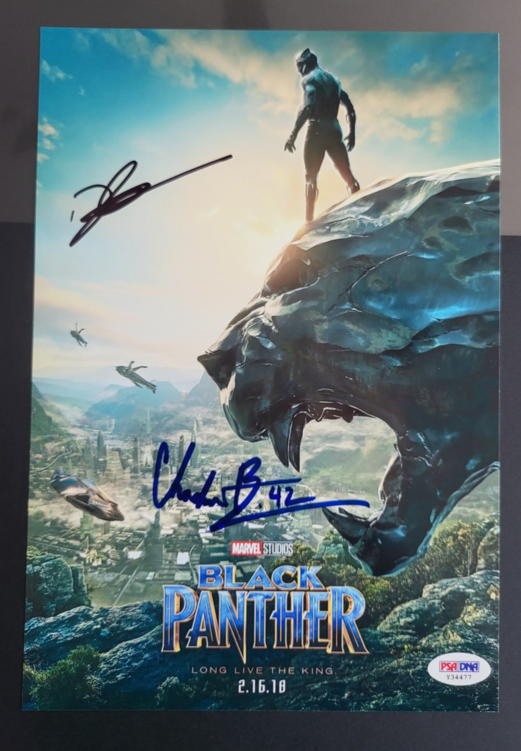 Chadwick Boseman & Ryan Coogler Black panther signed with PSA Authenticated Chadwick Boseman & Ryan Coogler Black panther signed with PSA Authenticated