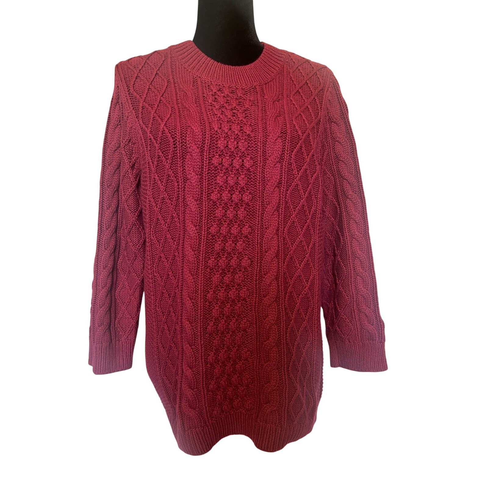 NWT Talbots Deep Raspberry Red Cable Knit Sweater Size XL NWT Talbots Deep Raspberry Red Cable Knit Sweater Size XL