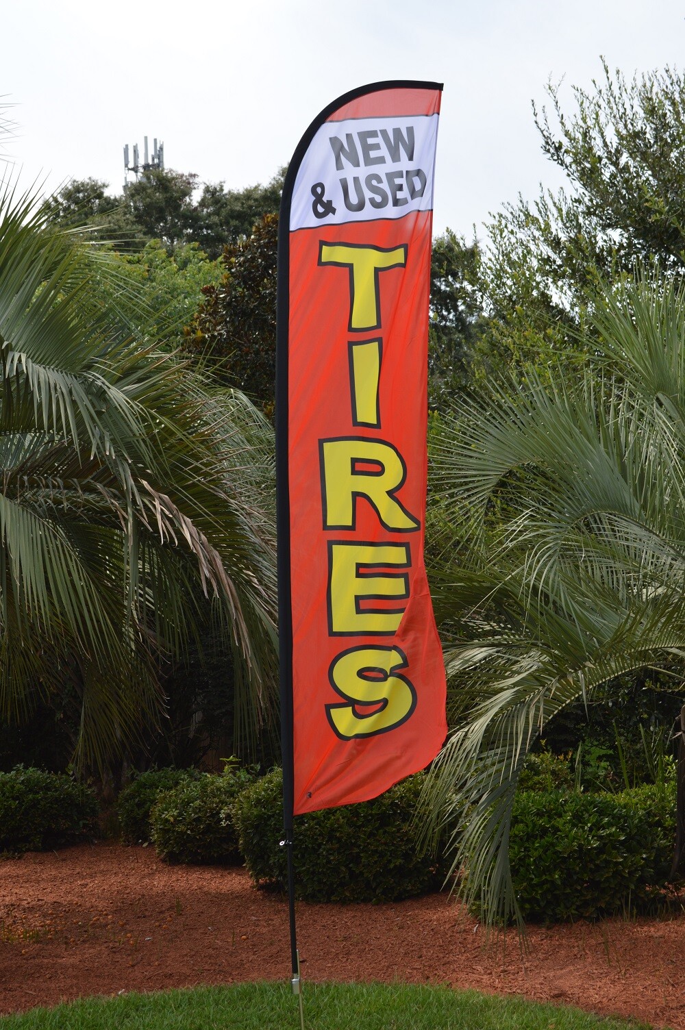 USED & NEW TIRES Advertising Promotional Feather Waving Business Flag ONLY