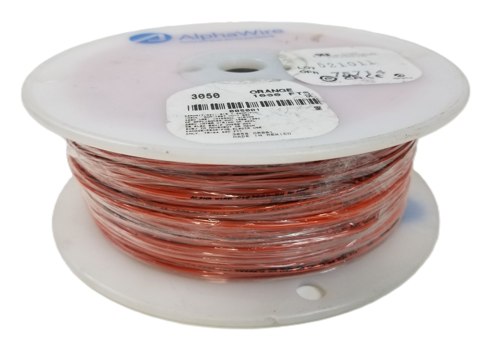 1,000ft AlphaWire 3050 OR001 Hook-Up Wire 24 AWG 300V 7/32 Stranded NEW