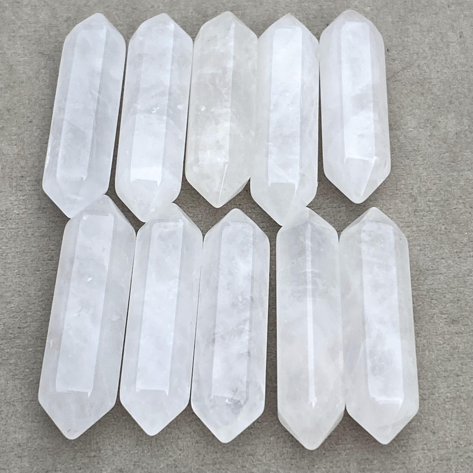 10pcs Natural Clear Quartz Obelisk Quartz Crystal Wand Double Point Healing