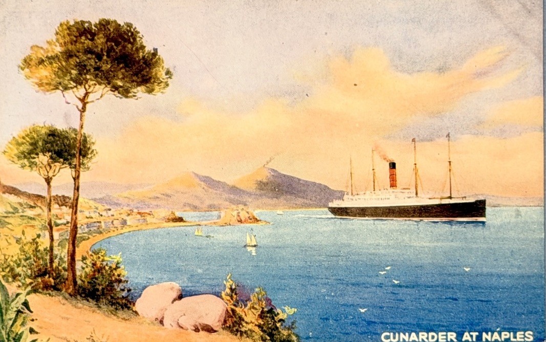 Cunard RMS Carpathia At Naples, Italy Vintage Postcard c1905 Steamship