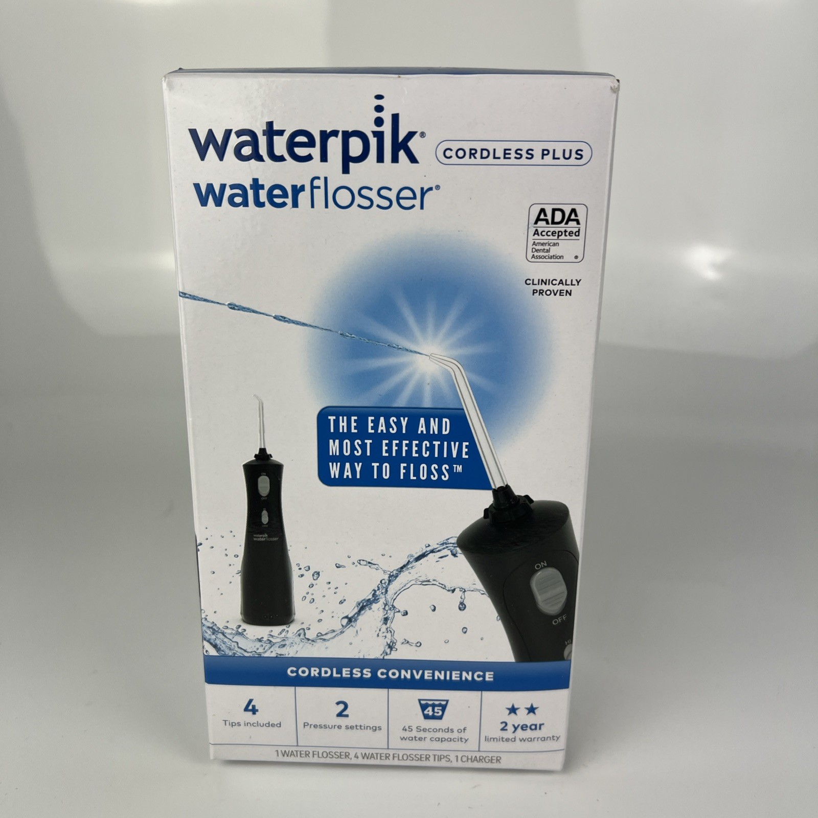 Waterpik Waterflosser Cordless Plus - Black - 4 Tips + 2 Pressure Settings