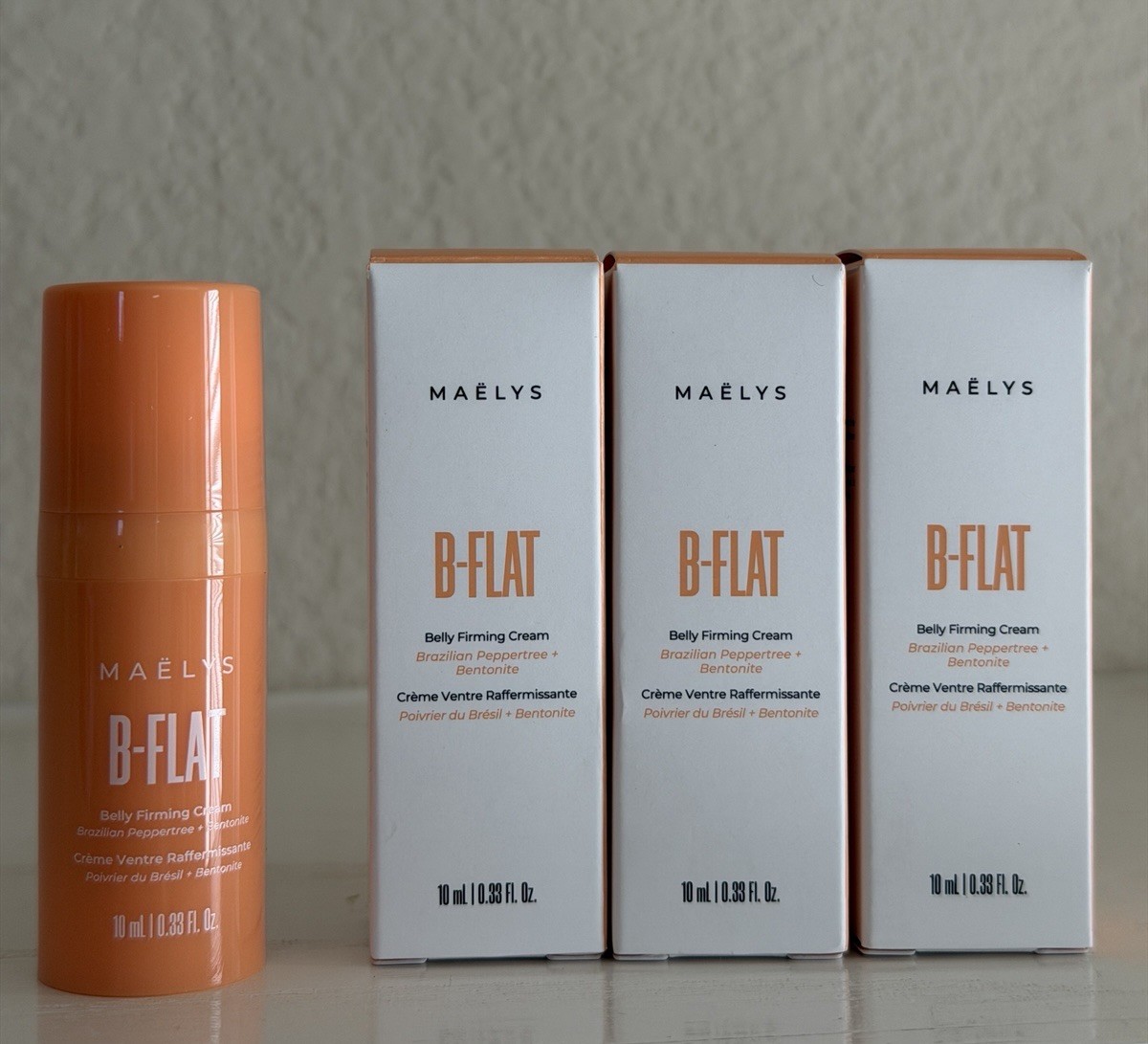 3 Maelys B-Flat Belly Firming Cream - 10 ml / .33 Oz Each - Travel Size - NIB 3 Maelys B-Flat Belly Firming Cream - 10 ml / .33 Oz Each - Travel Size - NIB