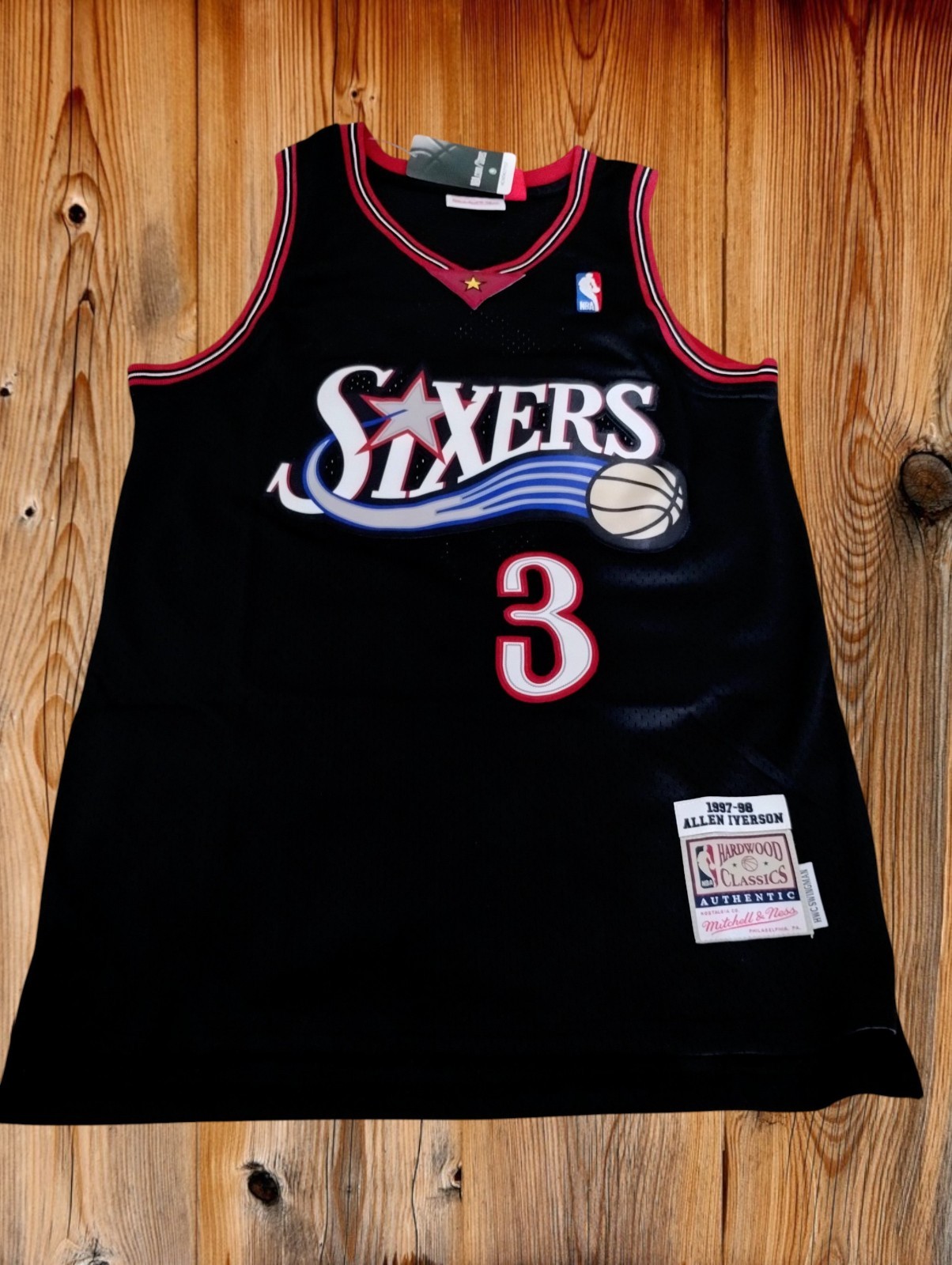 Allen Iverson Jersey #3 Philadelphia 76ers Throwback Jersey Men's Black Allen Iverson Jersey #3 Philadelphia 76ers Throwback Jersey Men's Black