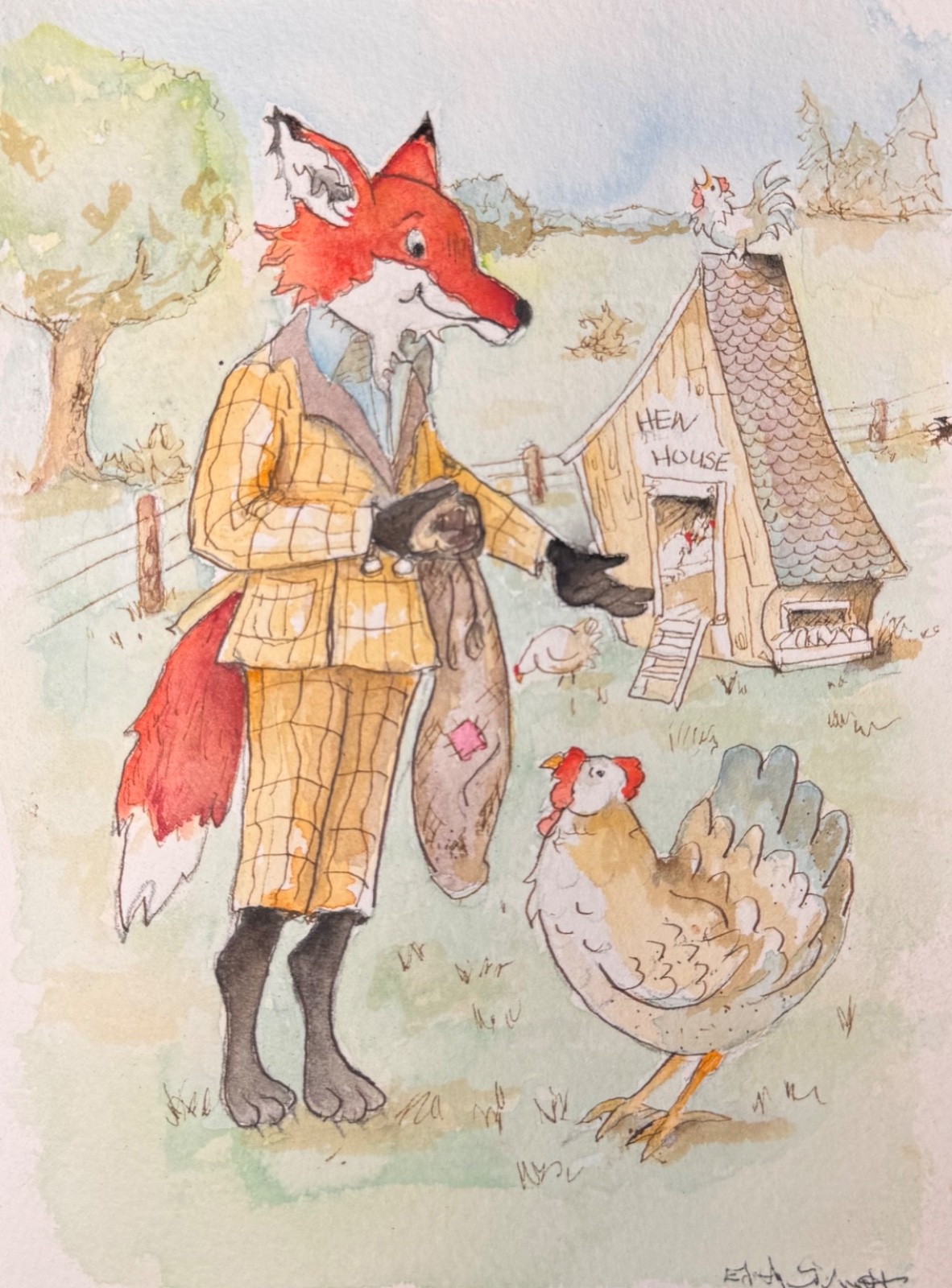 OOAK Origional watercolor painting signed by artist Edith Schmidt OOAK Origional watercolor painting signed by artist Edith Schmidt