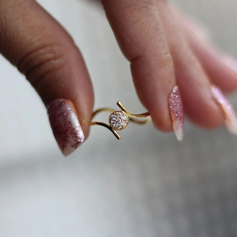 0.5Ct Round Cut Lab Created Diamond Engagement Band Ring 14K Yellow Gold Plated