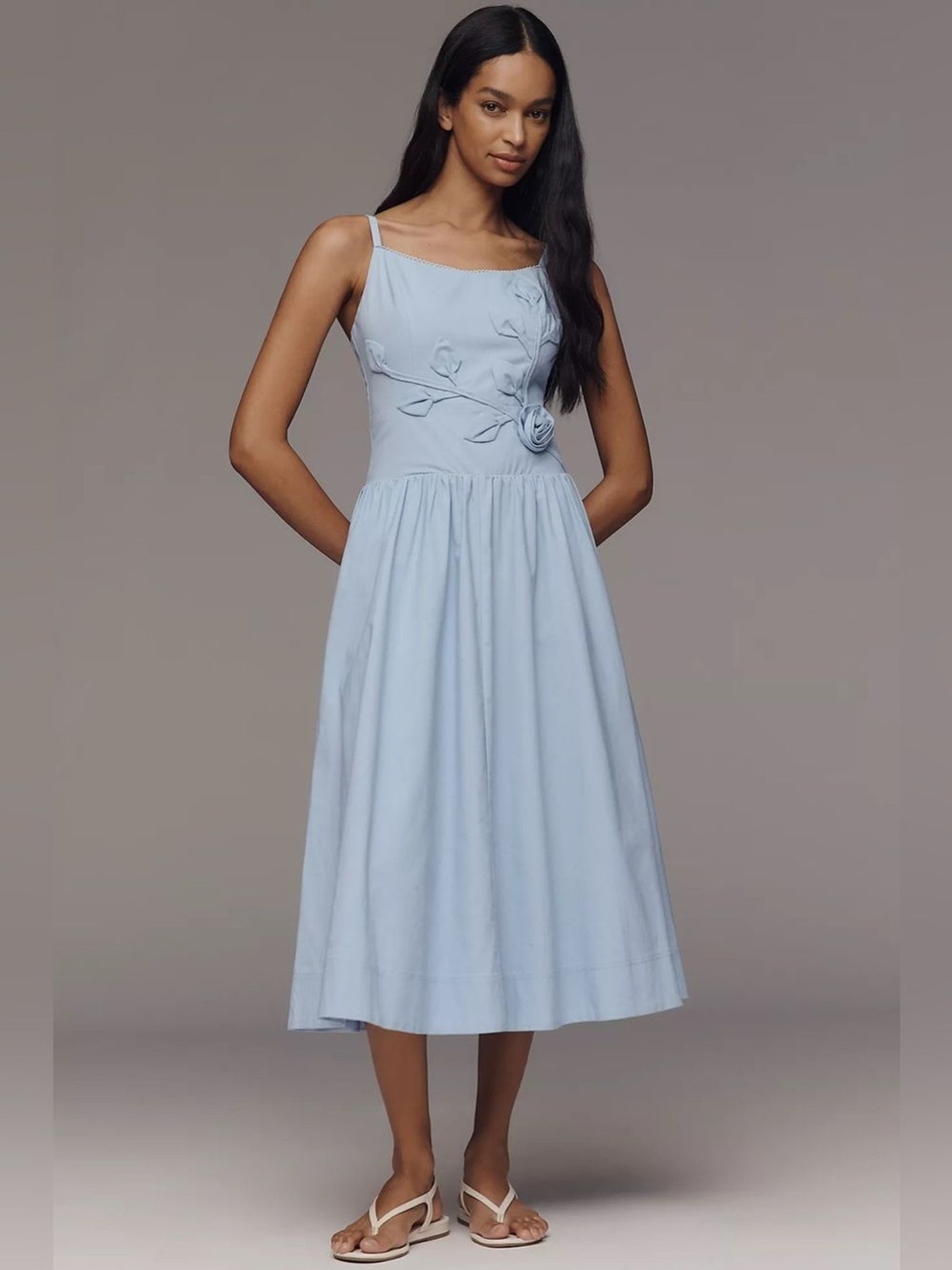 Anthropologie Moon River 3D Floral Sleeveless Midi Dress XS NWT