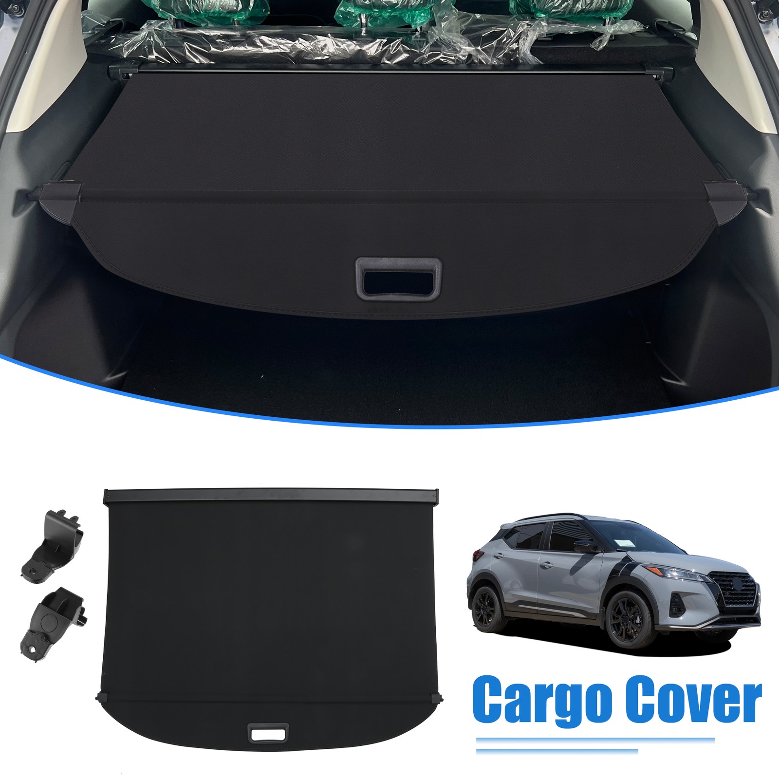 1 Pc Retractable Cargo Cover for Nissan Kicks 2018-2023 SUV Rear Trunk Shade 1 Pc Retractable Cargo Cover for Nissan Kicks 2018-2023 SUV Rear Trunk Shade