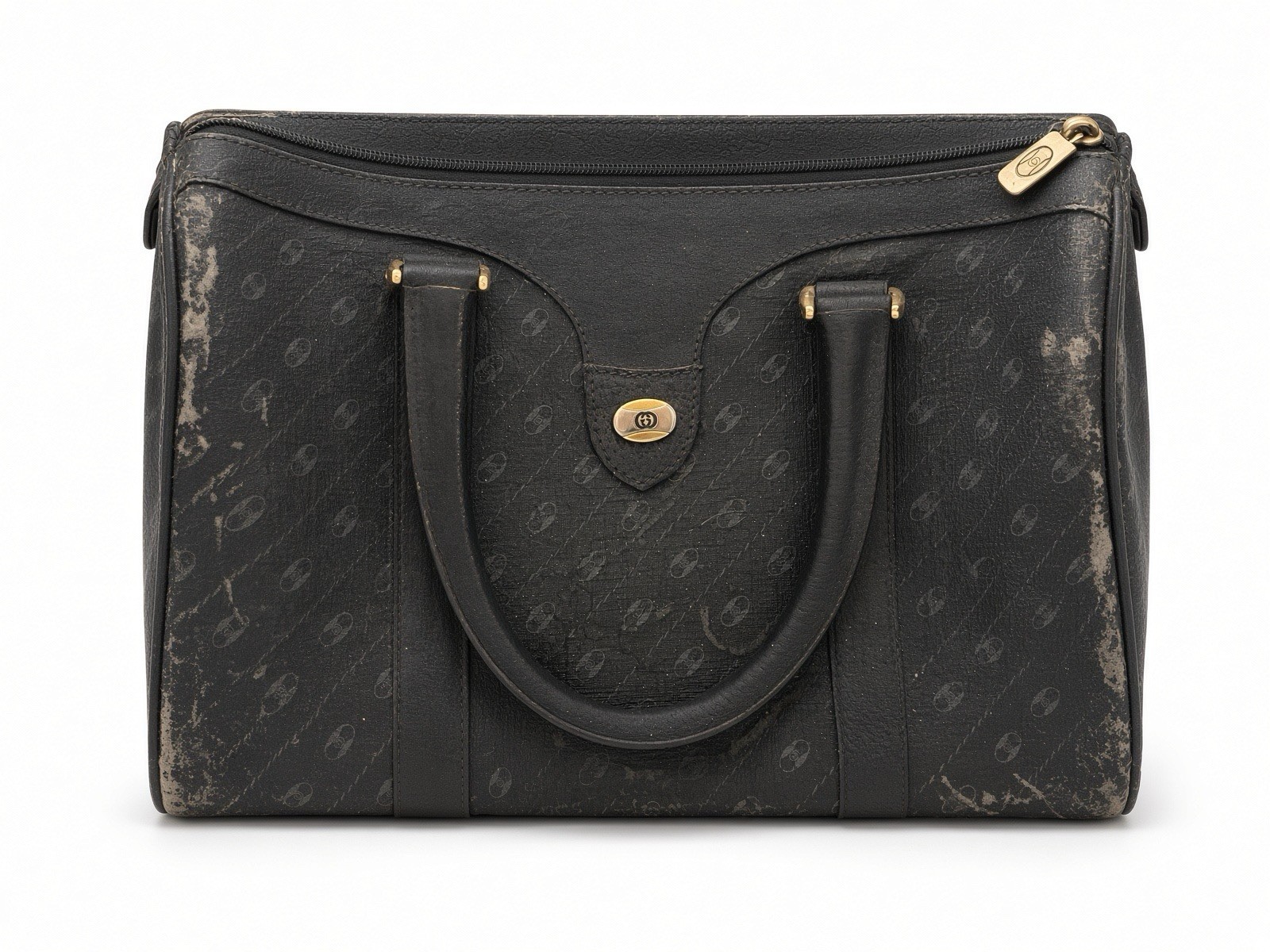 Vintage Gucci Accessory Collection Black GG Satchel Bag + Dust Bag Italy AS-IS.