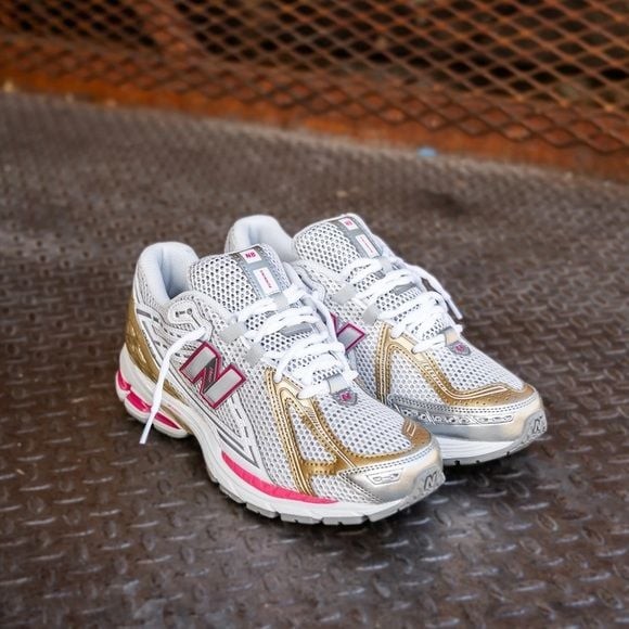 New Balance White Gold Pink Women\'s Sneakers