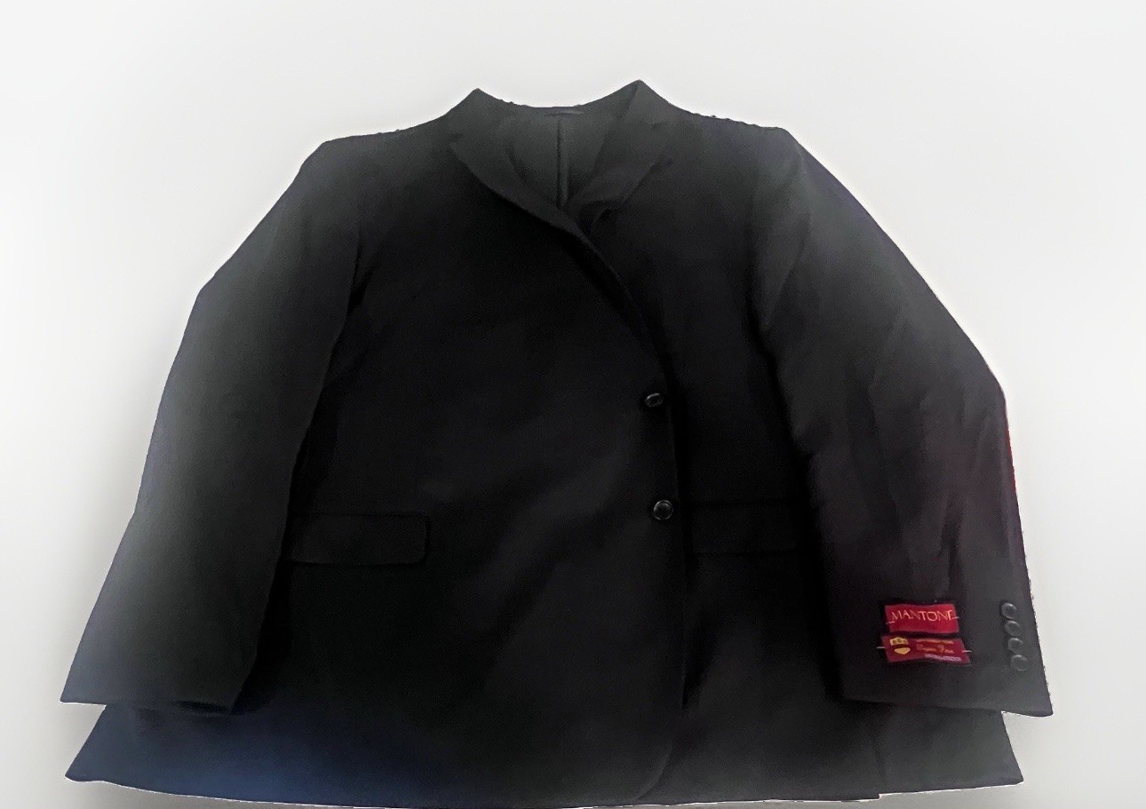 Mantoni Men\'s Black Virgin Wool Stretch Suit Jacket 2-Button Notch Size 64 B&T