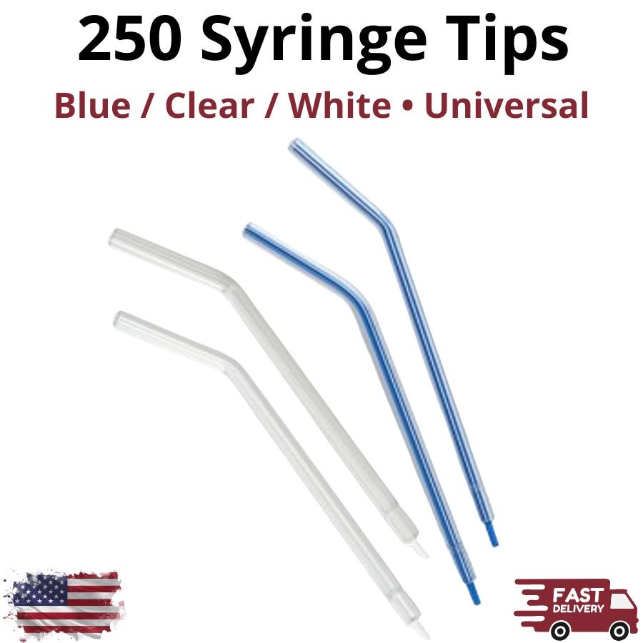 250Pk Dental Air Water Syringe Tips Disposable Universal Fit Quad Core Color