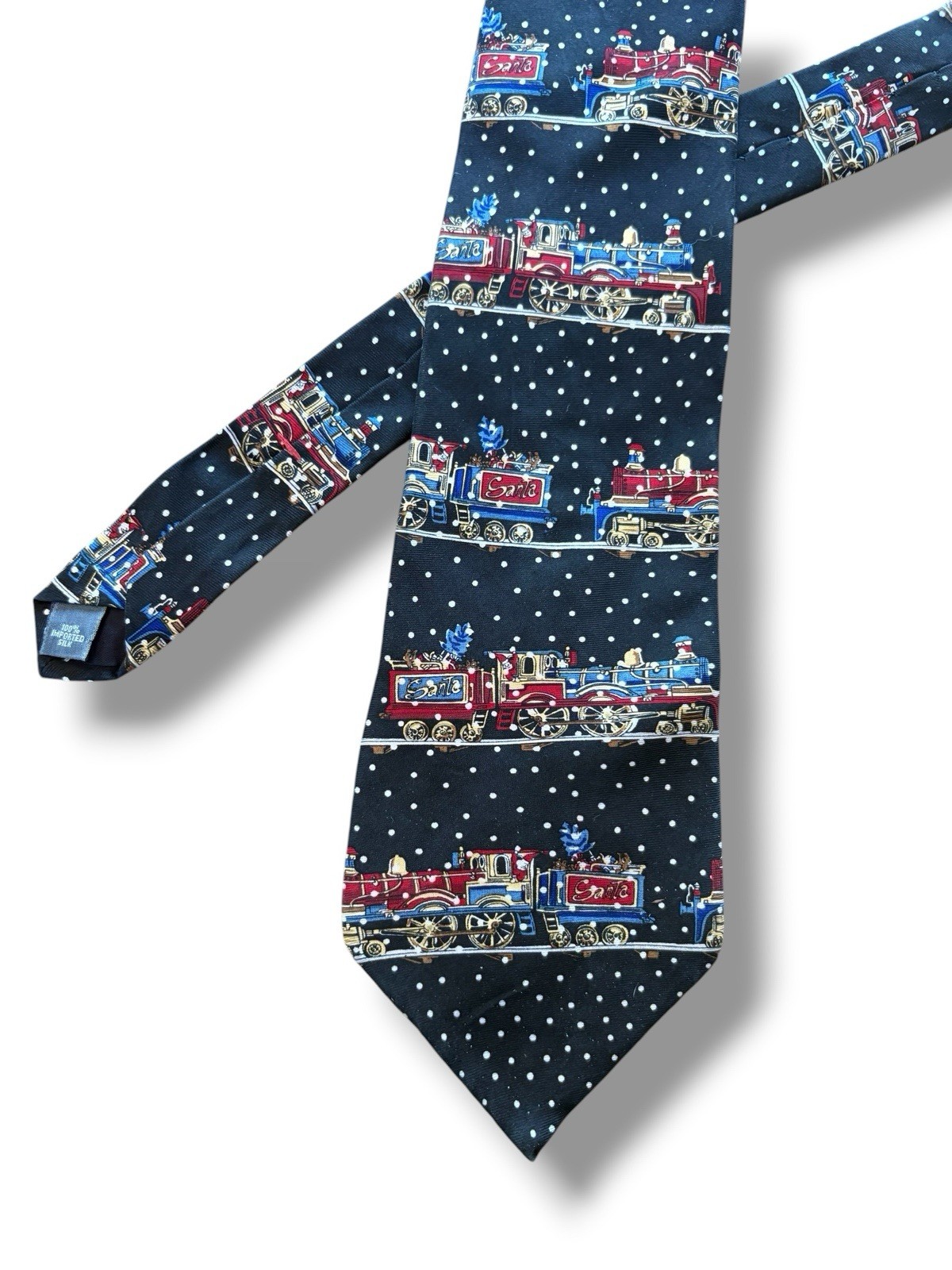 American Traditions Christmas Holiday Santa Train 100% Silk Neck Tie - Navy American Traditions Christmas Holiday Santa Train 100% Silk Neck Tie - Navy
