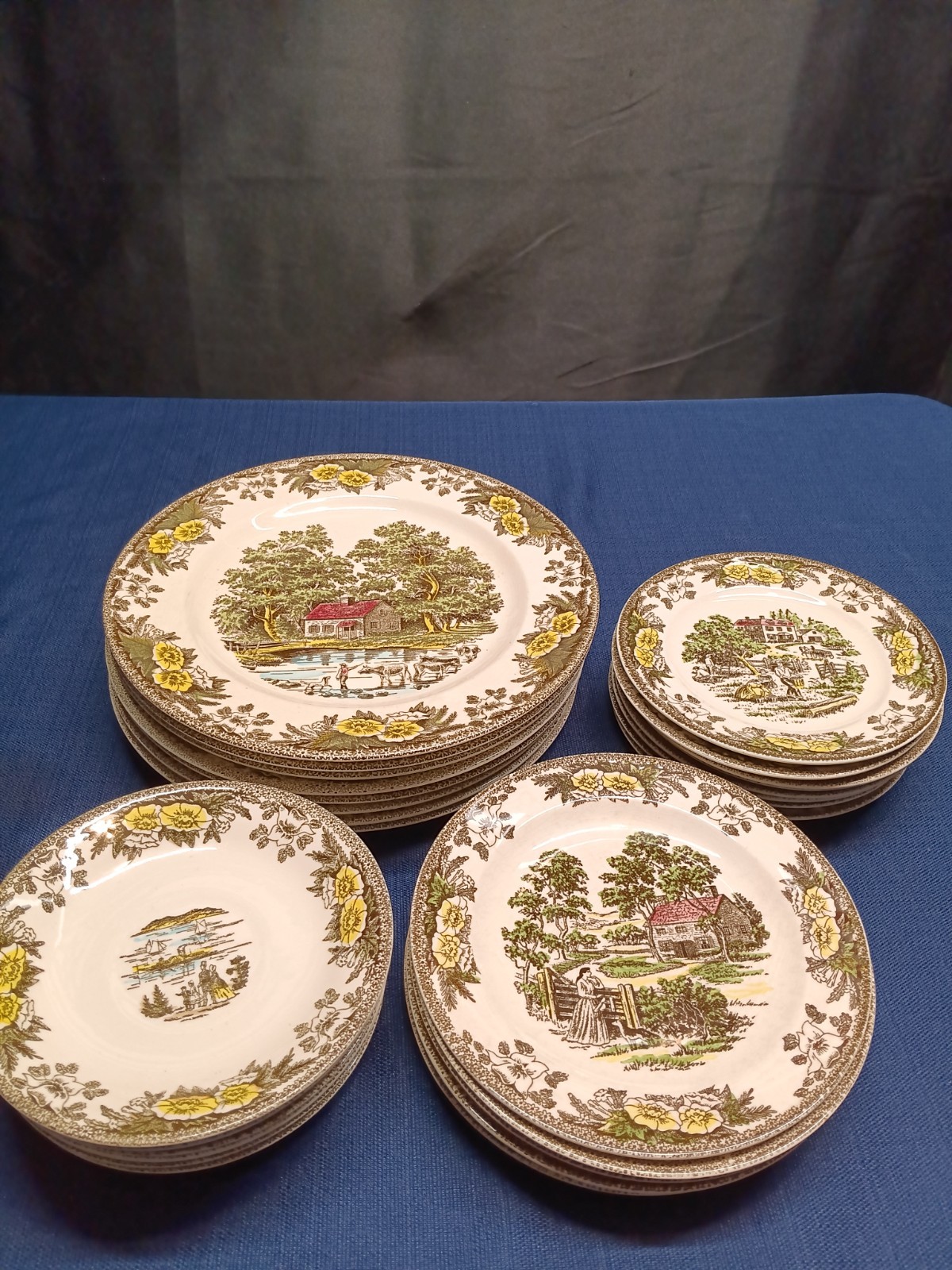 (29) Vintage Fair Oaks by Royal China. Made In USA Dinner Plates S,M,L Dishwear