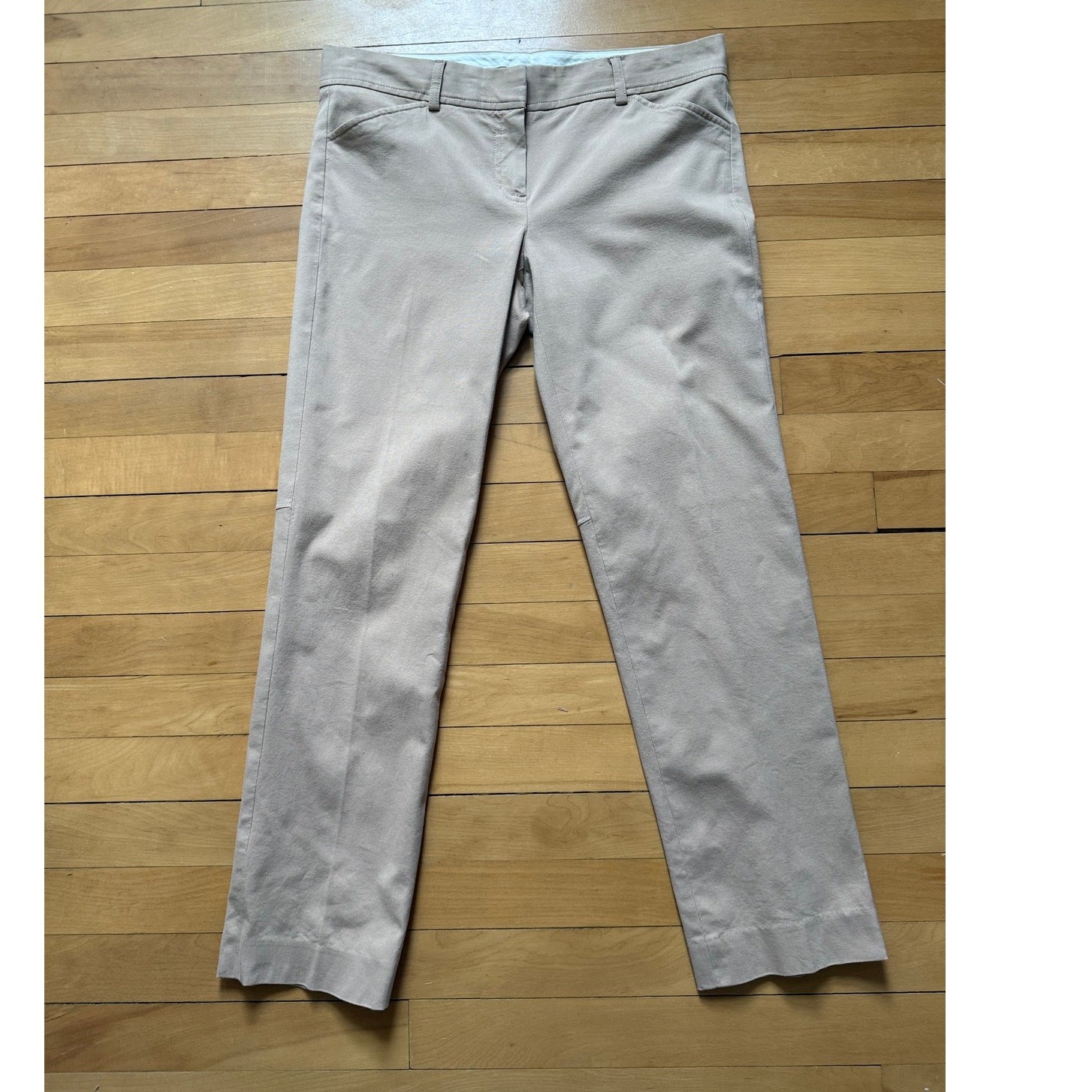 Theory Luke Stretch Canvas Chino Pants Women\'s Size 8 Khaki EUC