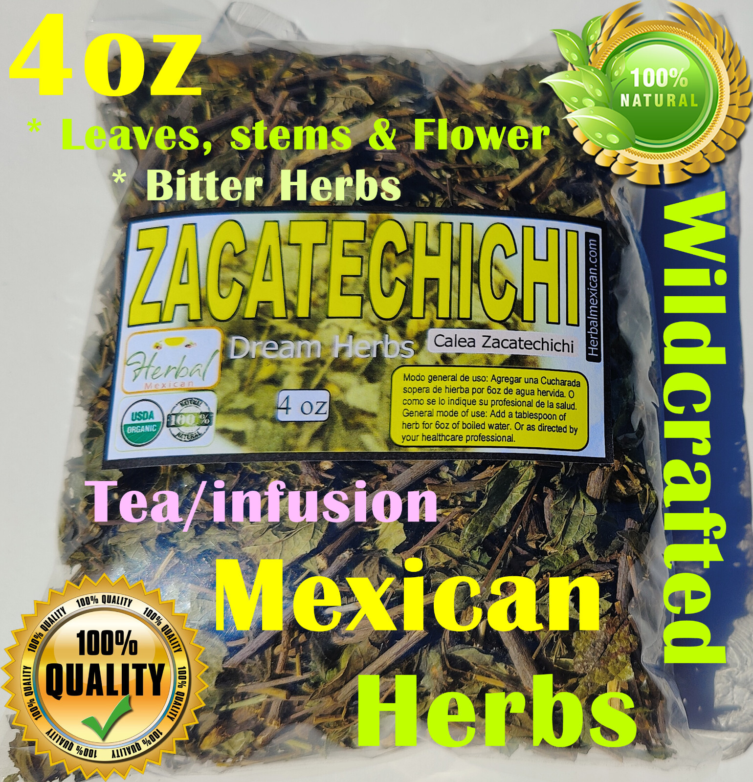 4oz Zacatechichi Hierba/te,Calea zacatechichi,Dream Herb,Hierba de los sueños 4oz Zacatechichi Hierba/te,Calea zacatechichi,Dream Herb,Hierba de los sueños