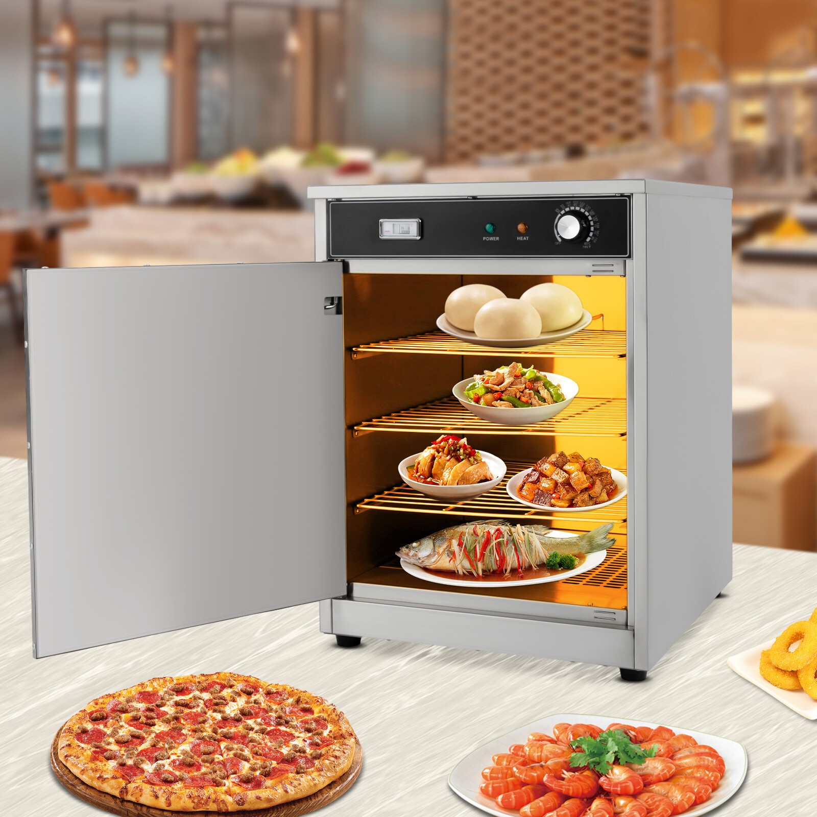4-Layers Hot Box Food Warmer Oven Commercial Electric Food Heated Cabinet 600W