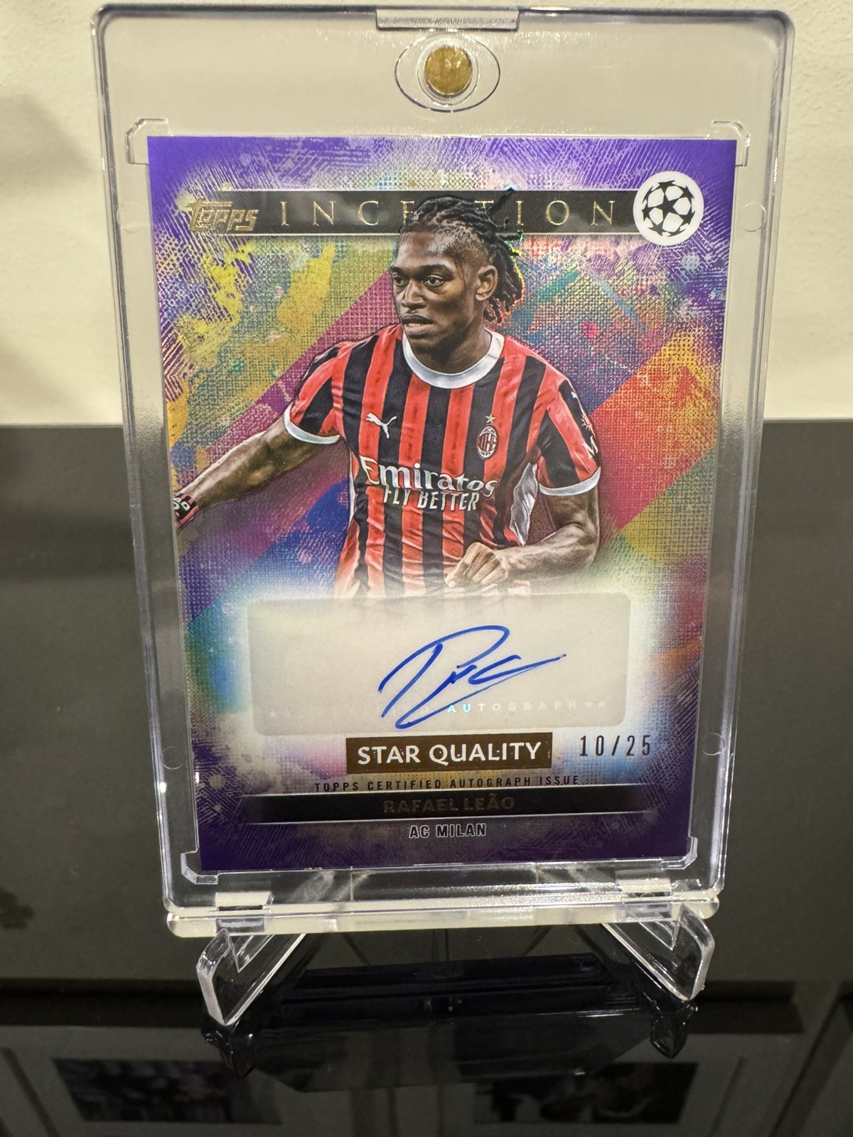 2024-25 Topps Inception UEFA Rafael Leao 10/25  (Jumper Number) Auto Purple 