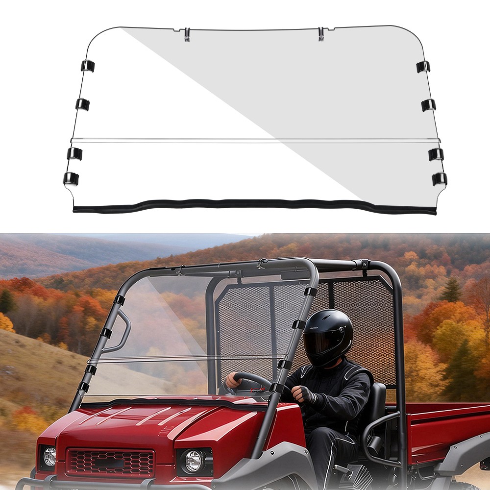 2-In-1 Front Windshield Clear Full /Half Window for Kawasaki Mule 4000 2009-2026