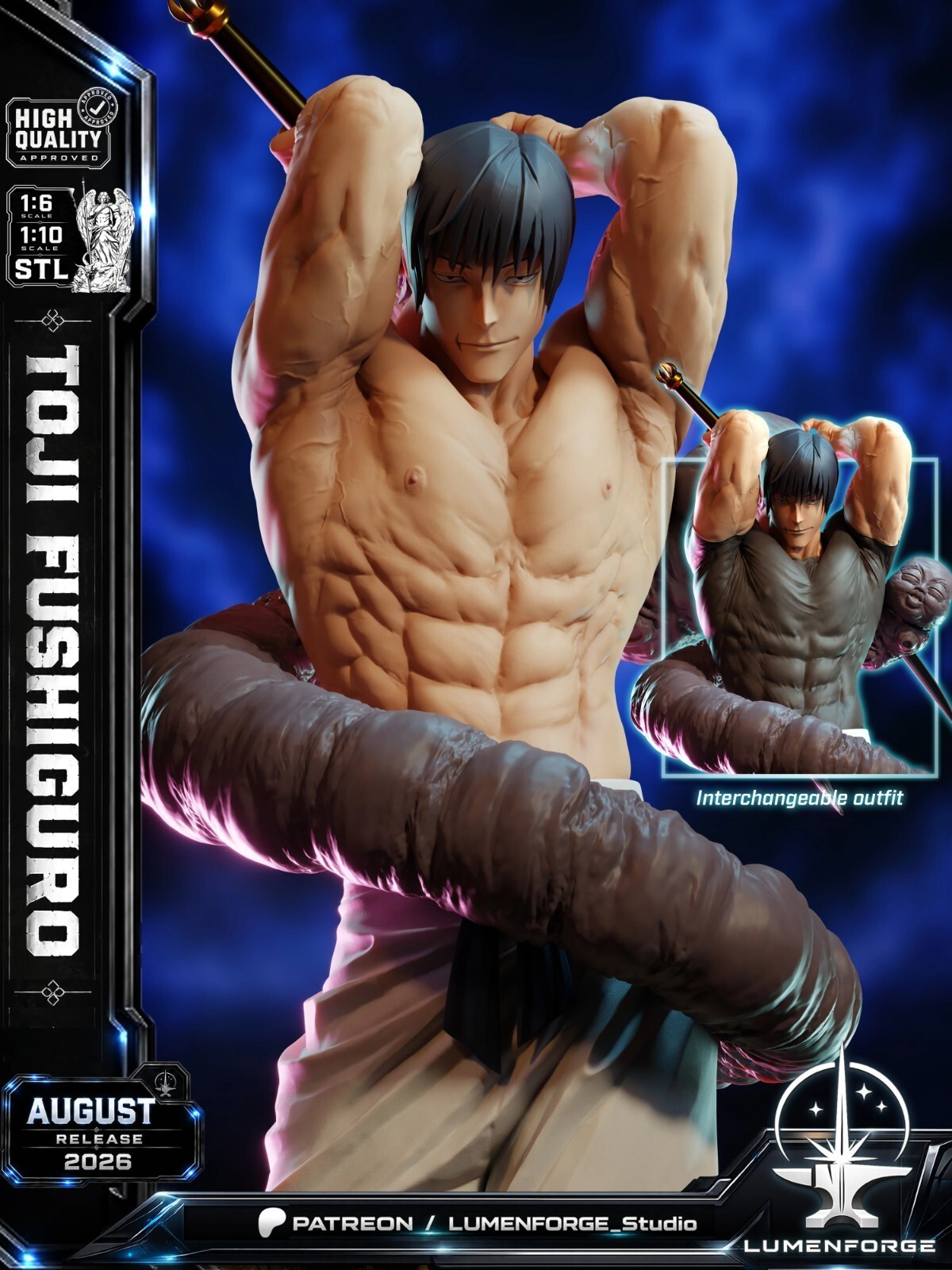 1:8 Toji Fushiguro Jujutsu Kaisen Fan Art UNPAINTED High Quality Garage Kit