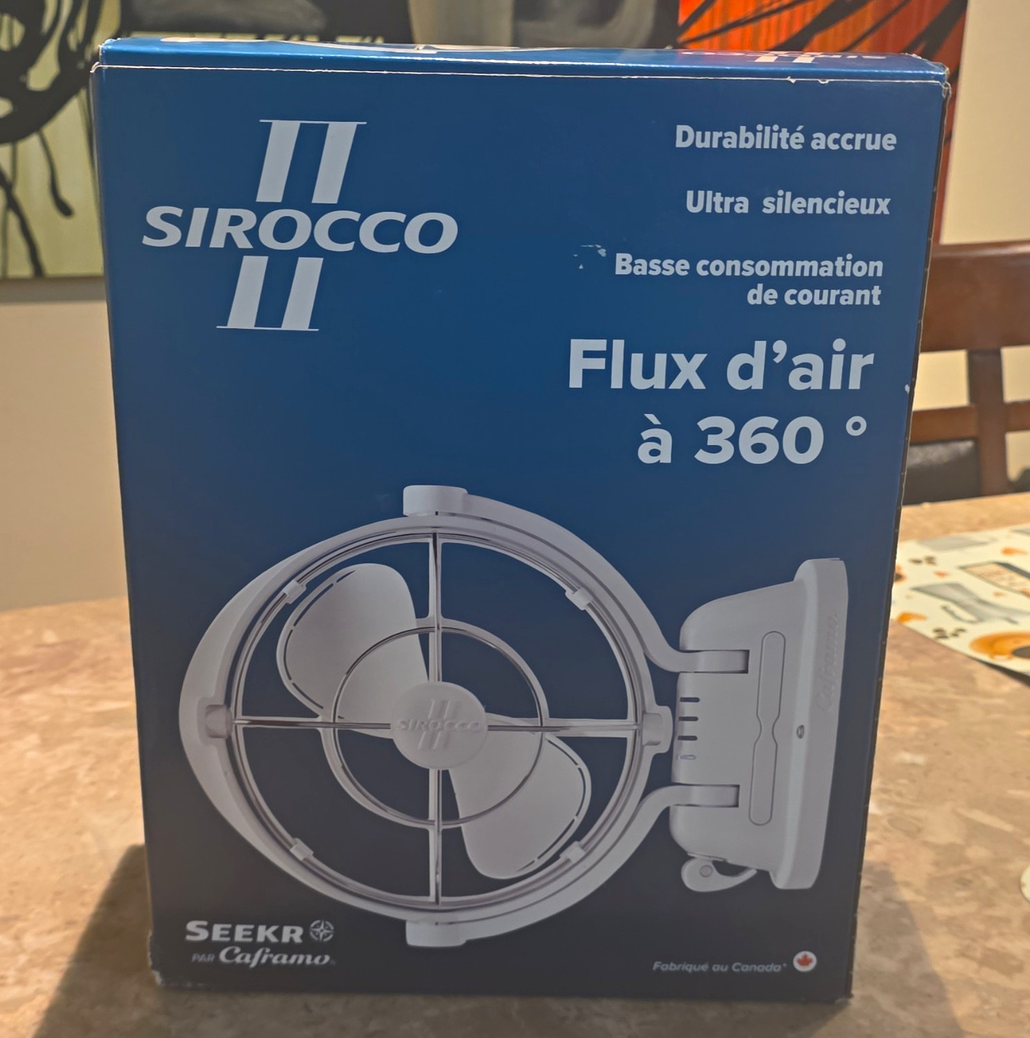 SEEKR by Caframo SIROCCO II White 12V/24V Gimbal Fan 3-Speed 360° Quiet