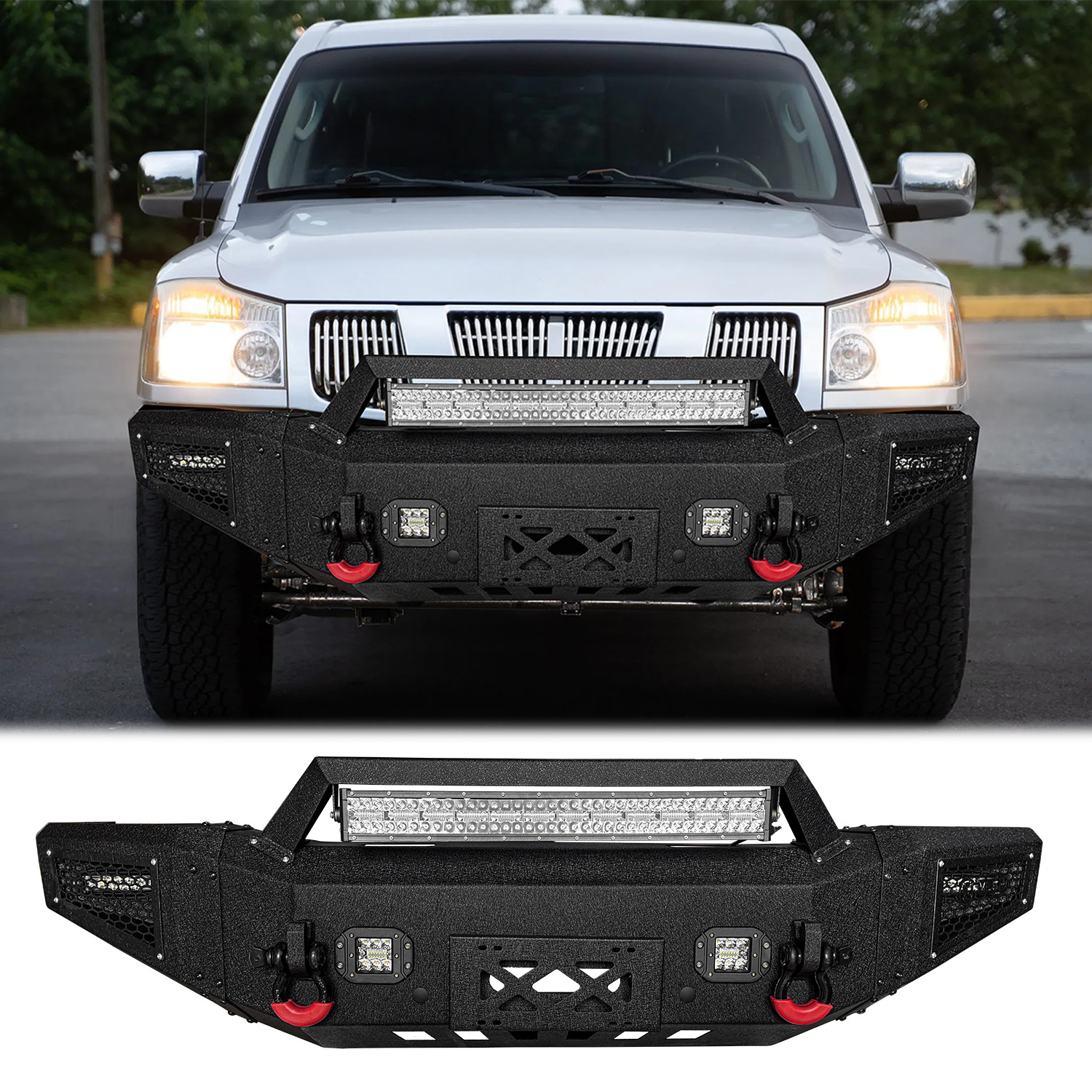 Vijay For 2004-2015 Nissan Titan Steel Front or Rear Bumper W/Winch Plate&Lights