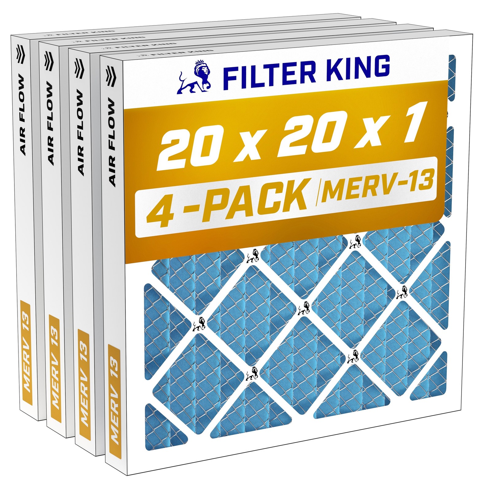 Filter King 20x20x1 Air Filter MERV 13, AC Furnace Filters (4-Pack) Filter King 20x20x1 Air Filter MERV 13, AC Furnace Filters (4-Pack)