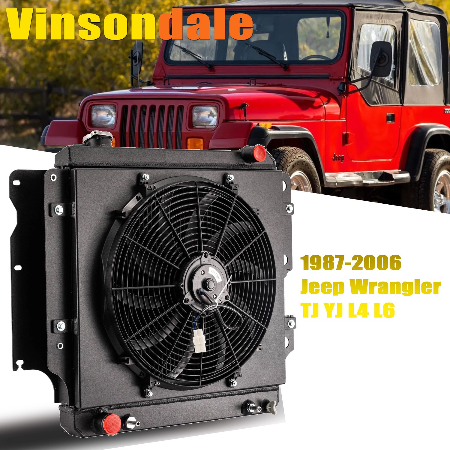 Upgrade 3 Rows Radiator+Shroud Fan For 1987-2006 05 Jeep Wrangler TJ YJ L4 L6