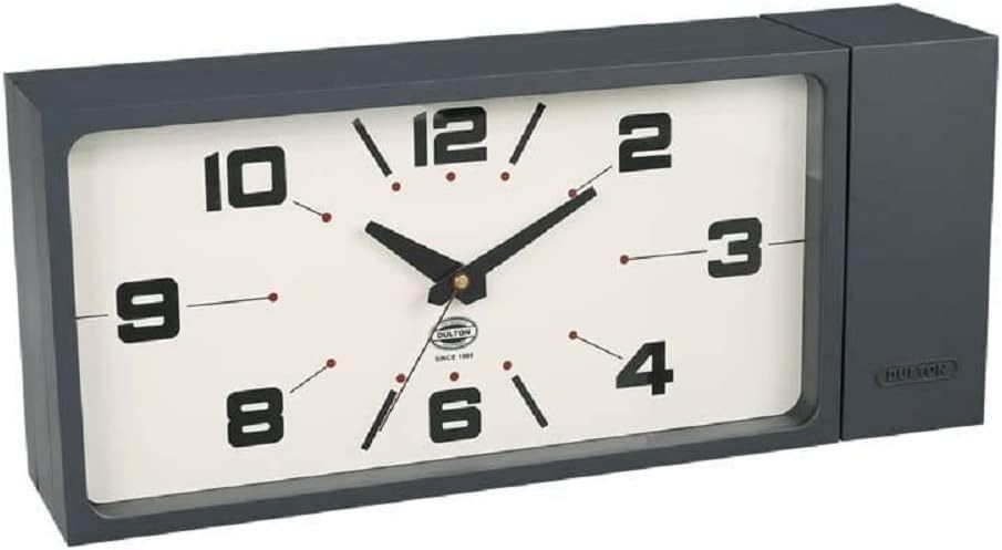 1-Day Ship DULTON Double Face Wall Clock Gray Rectangle H21-0362GY Silent Retro