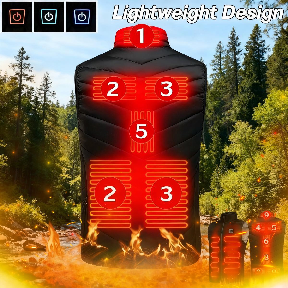 3 Levels Men\'s 9 Zone Heating Vest Intelligent Warm Thermal Underwear Top 3 Levels Men\'s 9 Zone Heating Vest Intelligent Warm Thermal Underwear Top