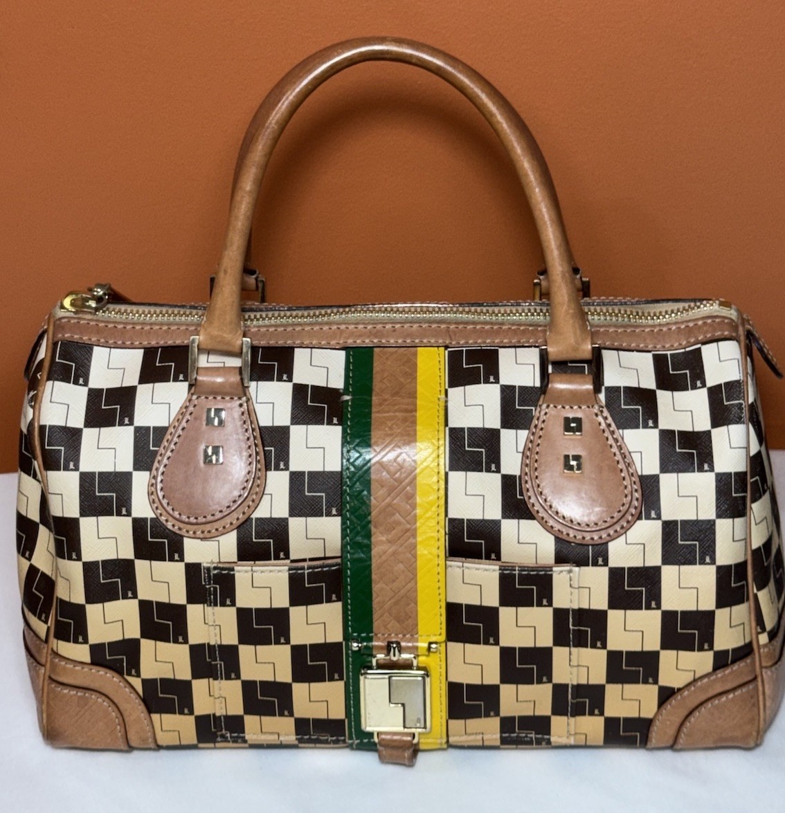 L.A.M.B. by Gwen Stefani Rasta Speedy Satchel Luxury Designer Handbag Ombre