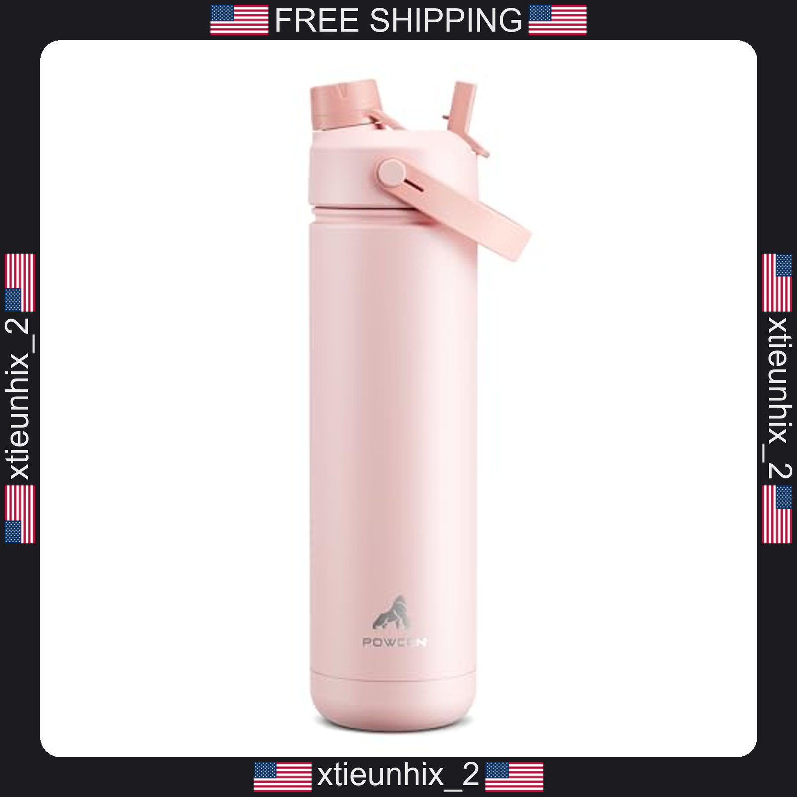 Stainless Steel 26 oz Insulated Water Bottle with 2-in-1 Lid, Leak-Proof, Fits